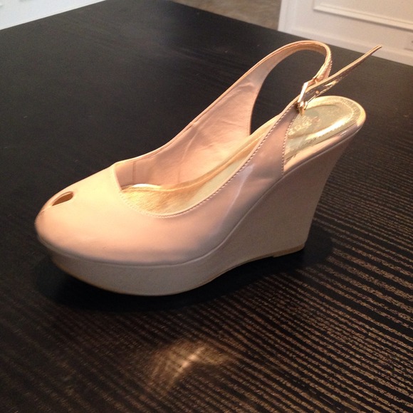 Patent Leather Wedge Beige. REDUCED!!!