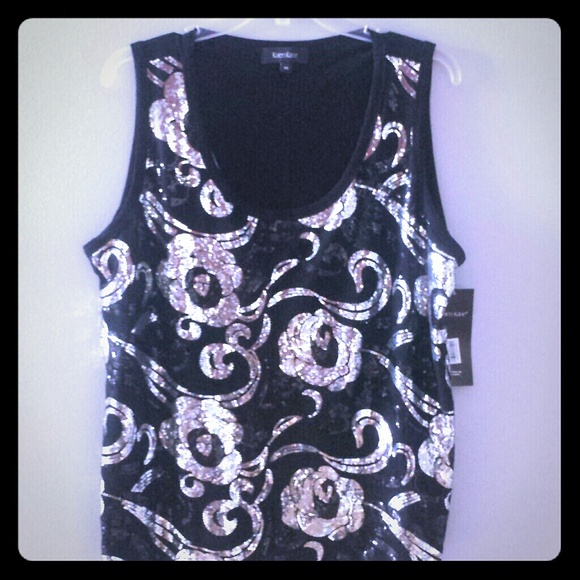 Black and silver sequined tank