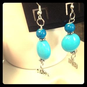 Blue beaded hope earrings