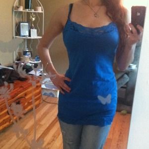 Blue lace tank top