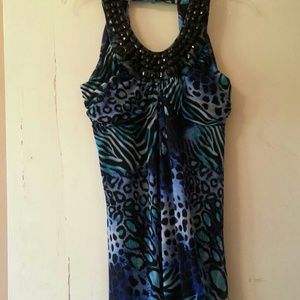 Animal print halter style with keyhole front