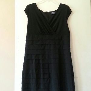 Cap sleeve pleated little black dress
