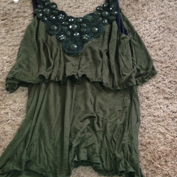 Green embellished tank