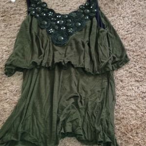 Green embellished tank