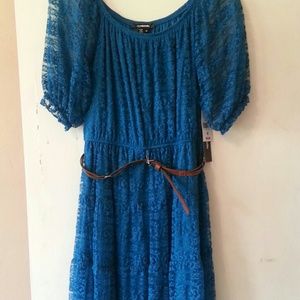 Cute teal lace short dress