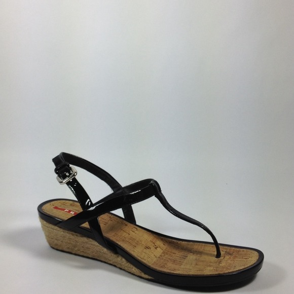 Prada Cork Wedge Sandals SZ. 38