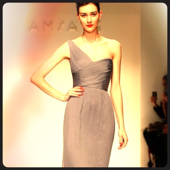 Amsale pale grey bridesmaid dress sz 4 - Picture 1 of 3