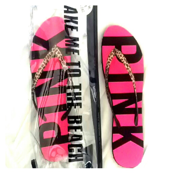 New Victoria Secret PINK Flip Flops w/ bag
