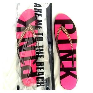 New Victoria Secret PINK Flip Flops w/ bag