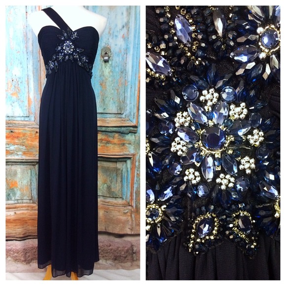 Floor Length Navy Blue Gown - Picture 1 of 2