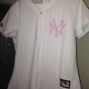 Pink and white AUTHENTIC majestic jersey