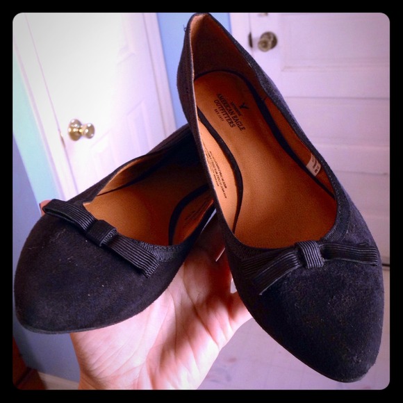 American Eagle Outfitters Black Bow Ballet Flats
