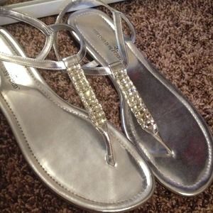 Silver sandals with crystal embellishment