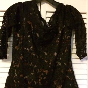Boston proper two tone lace animal print top