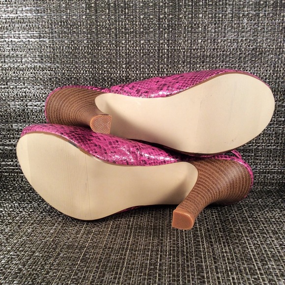 Pink Snakeskin Platform Slingbacks - Picture 4 of 4
