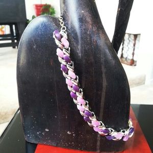 Pink and Purple necklace earring set