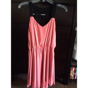 Coral/black dress