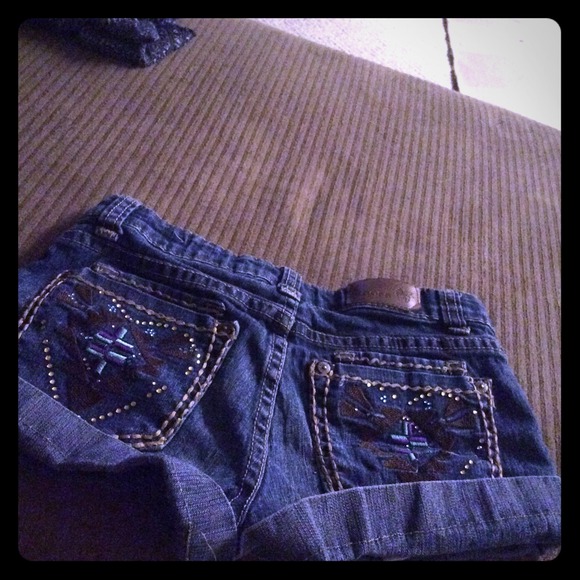 Denim Shorts with printed pockets