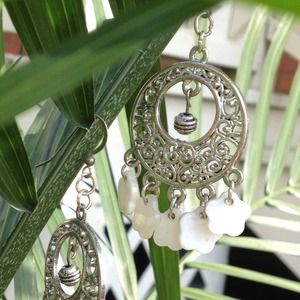 Stunning Flower Silver Dangle Earrings
