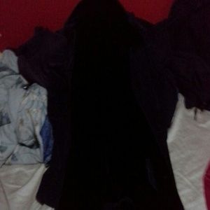 Black suede leather coat