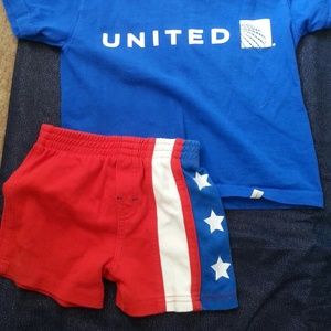 Infants red whit and blue short set