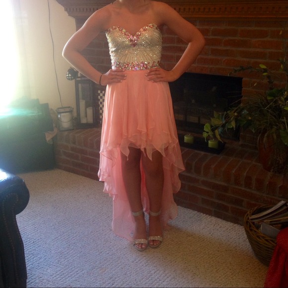 Sherii Hill coral high- low dress, worn once!