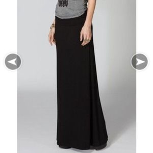Black Full Tilt Fold Over Waist Maxi Skirt