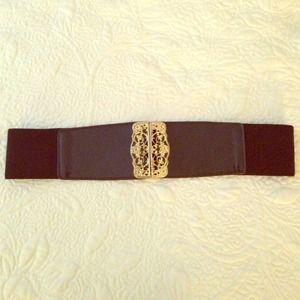 Kensie Black Belt with Gold Hardware