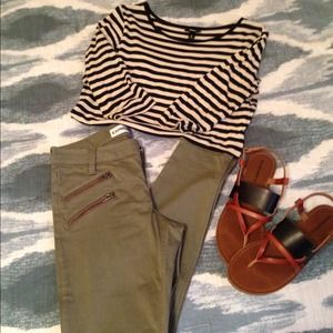 Express army green ankle pants