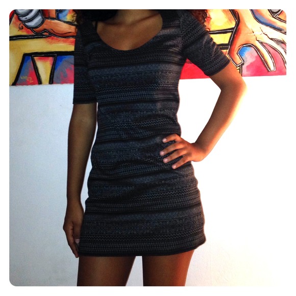 Black Tribal Scoop Neck Dress - Picture 1 of 4