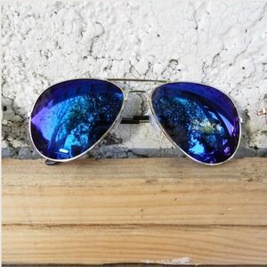 Blue Multi Colored Aviator Sunnies
