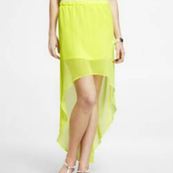 Express Dresses & Skirts - 💕HP 9/3💕Express Hi-Lo Maxi Chiffon Skirt Neon XS