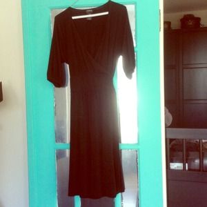 Wrap-around black stretch dress