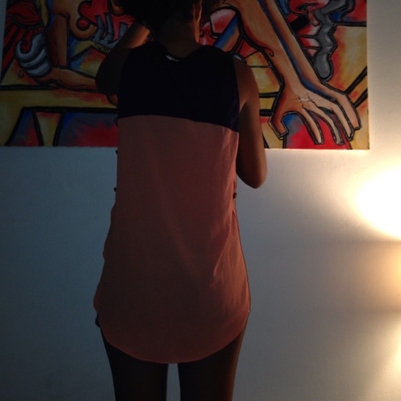 Navy blue blouse w/ Coral top - Picture 3 of 3