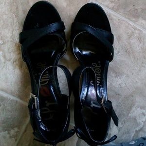 Black open toe heels