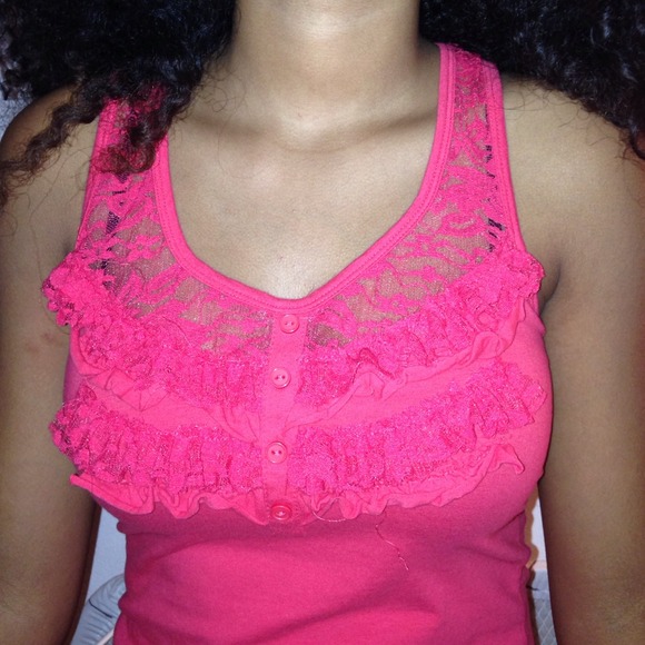 Pink/Coral Razor Back Tank Top - Picture 2 of 2