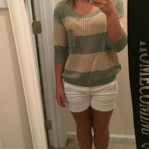 Green and tan sparkly sweater