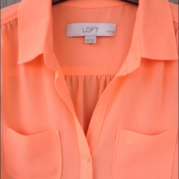 ❌BUNDLED❌ LOFT Neon Chiffon Button Down - Picture 2 of 2