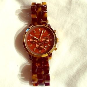 Michael Kors tortoise shell with gold watch