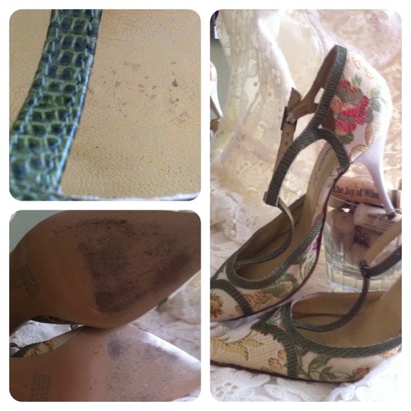 Vintage and Rare! Brocade T-Strap Heels - Picture 3 of 4