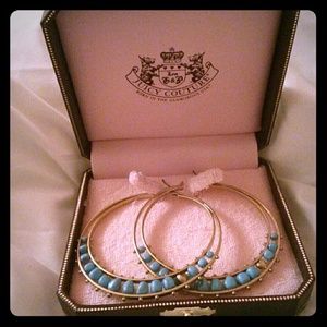 Juicy Couture Gold and Turquoise Hoop Earrings