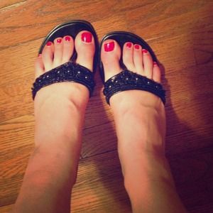 Beaded flip flops
