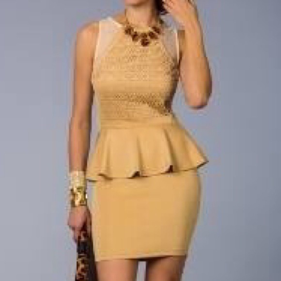 Tan Peplum Dress