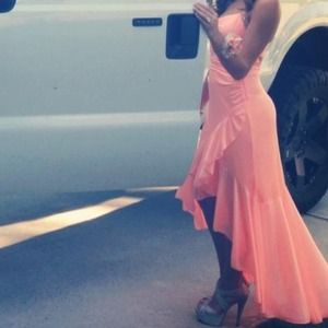 Gorgeous Coral High-Low Dress