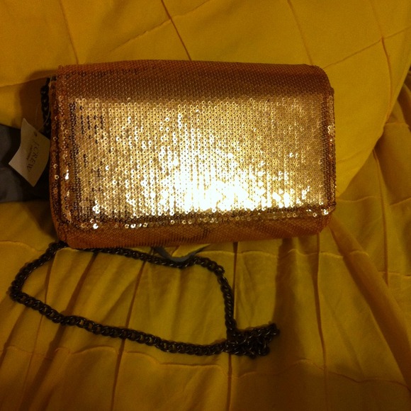 SOLD J.Crew Rose Gold Sparkle Pink Clutch! NWT - Picture 2 of 4