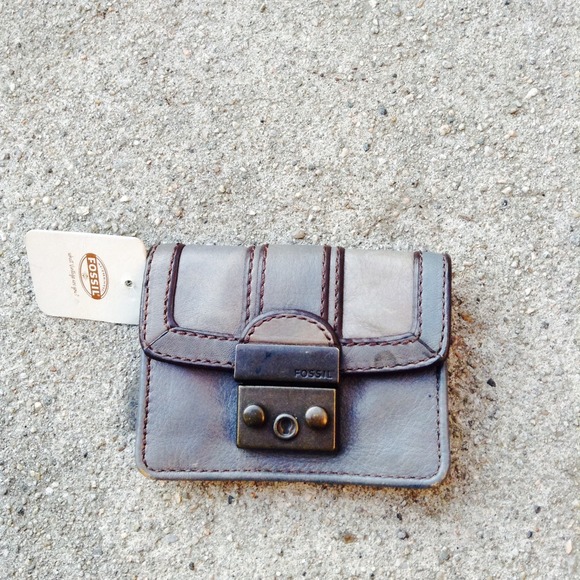Fossil Clutches & Wallets - FOSSIL TINY WALLET LOCK CLUTH PURSE GREY