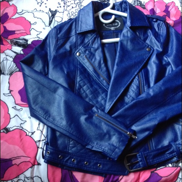 Blue leather jacket