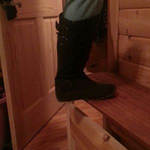 Black suede boots