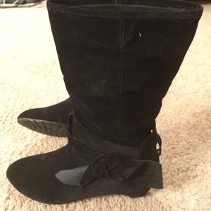 Black suede boots mid calf size 8.5