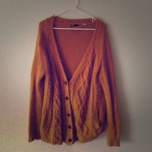 Women's yellow knit cardigan with pockets